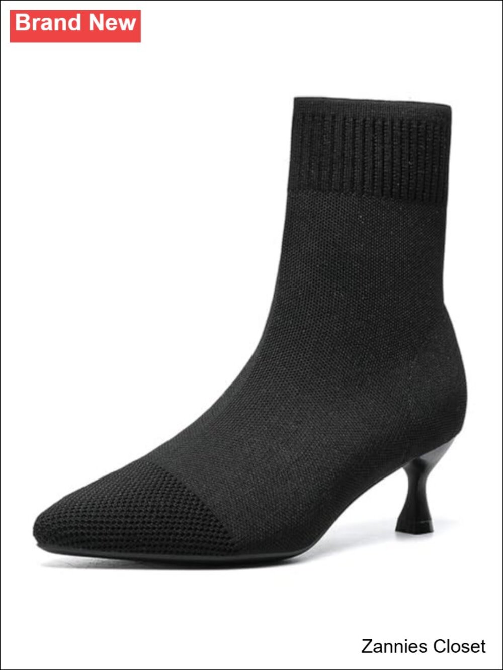 ✨ Women's Elastic Knit Stiletto Sock Ankle Boots Pointed Toe High Heel Pull On